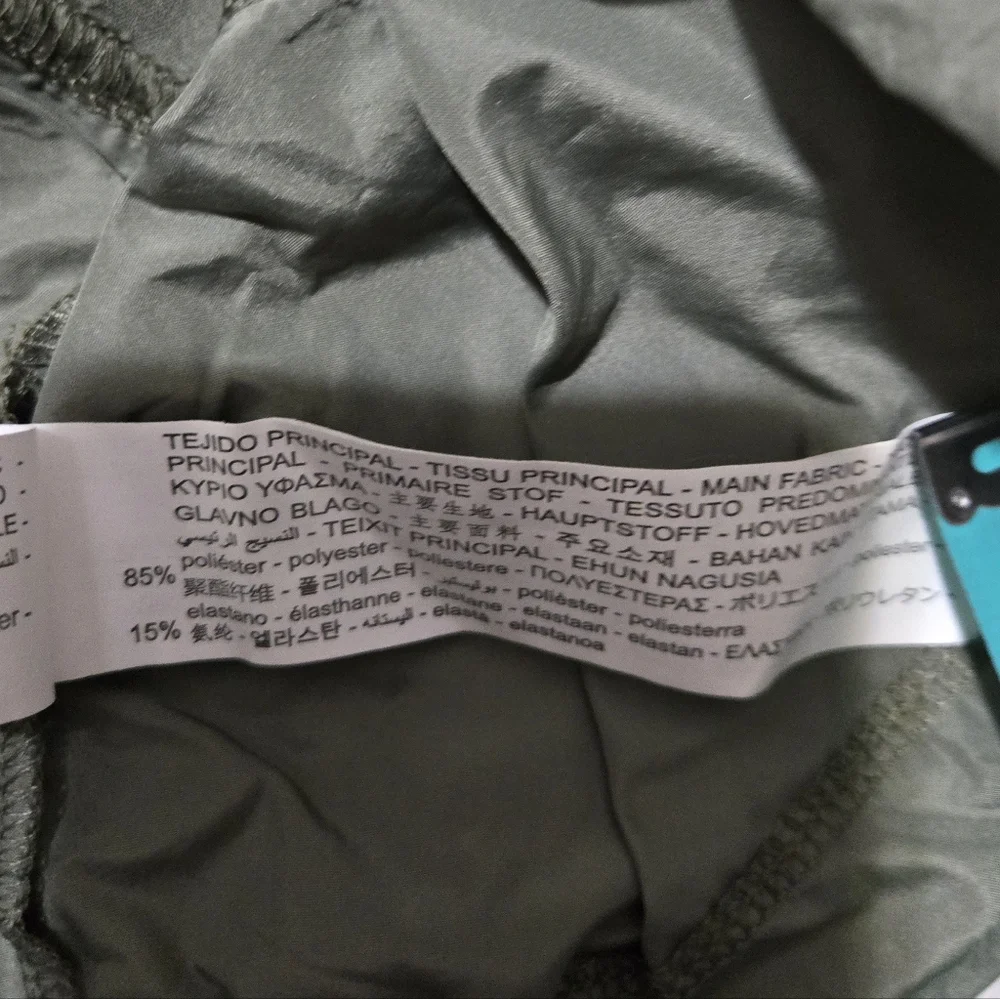 ZARA Olive Green Los Angeles Hoodie Half Zip Cropped Pullover Size Large - Picture 15 of 16